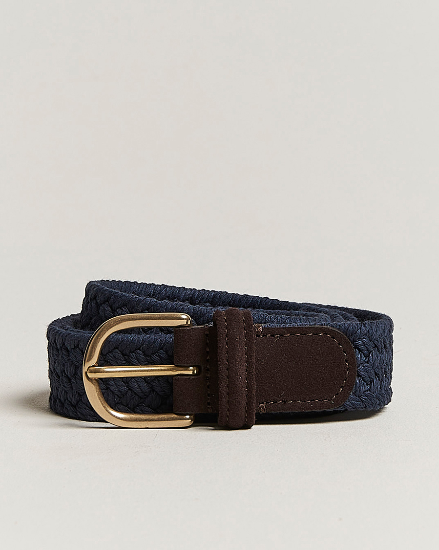 Uomini | Anderson's Braided Cotton Casual Belt 3 cm Navy | Anderson's | Braided Cotton Casual Belt 3 cm Navy