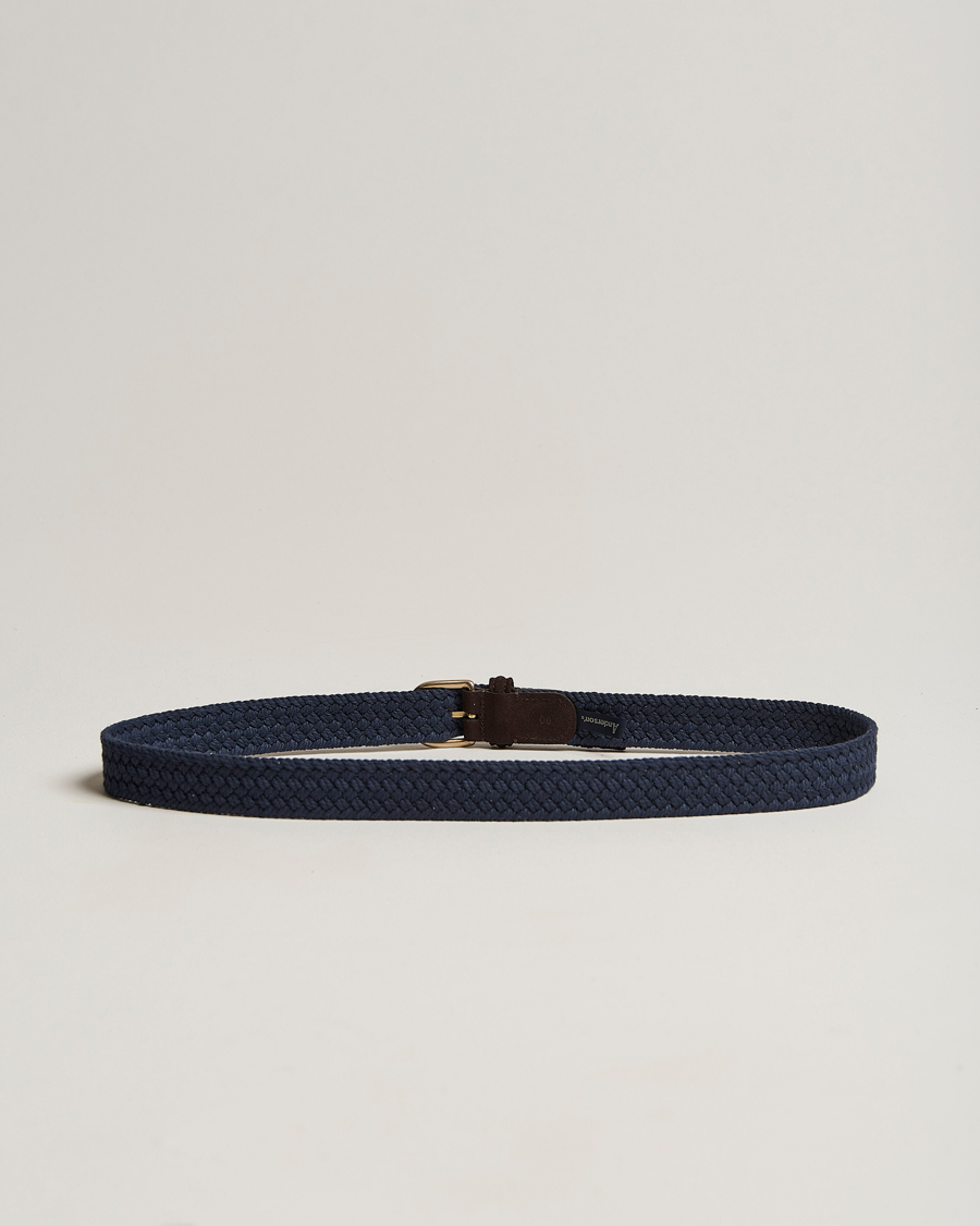 Uomini | Anderson's Braided Cotton Casual Belt 3 cm Navy | Anderson's | Braided Cotton Casual Belt 3 cm Navy