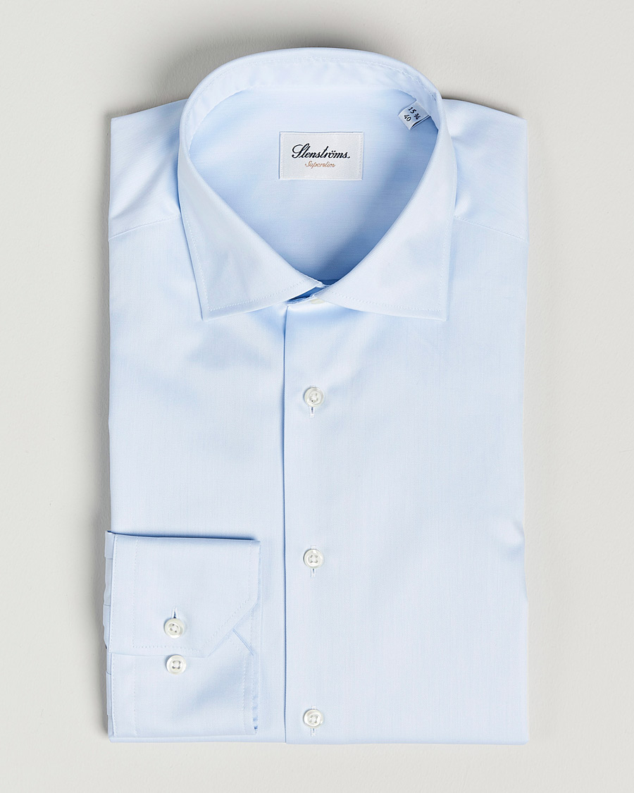 Uomini | Camicie | Stenströms | Superslim Plain Shirt Blue