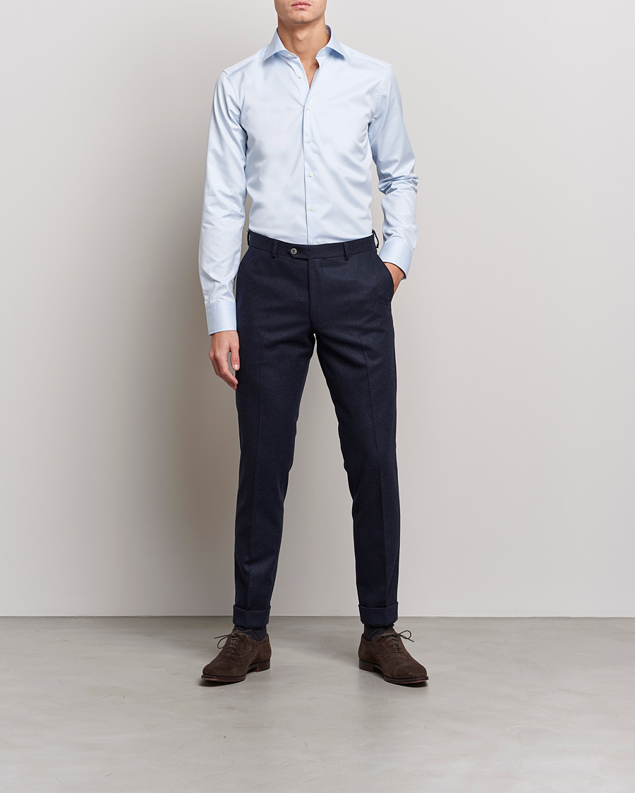 Uomini | Camicie | Stenströms | Superslim Plain Shirt Blue