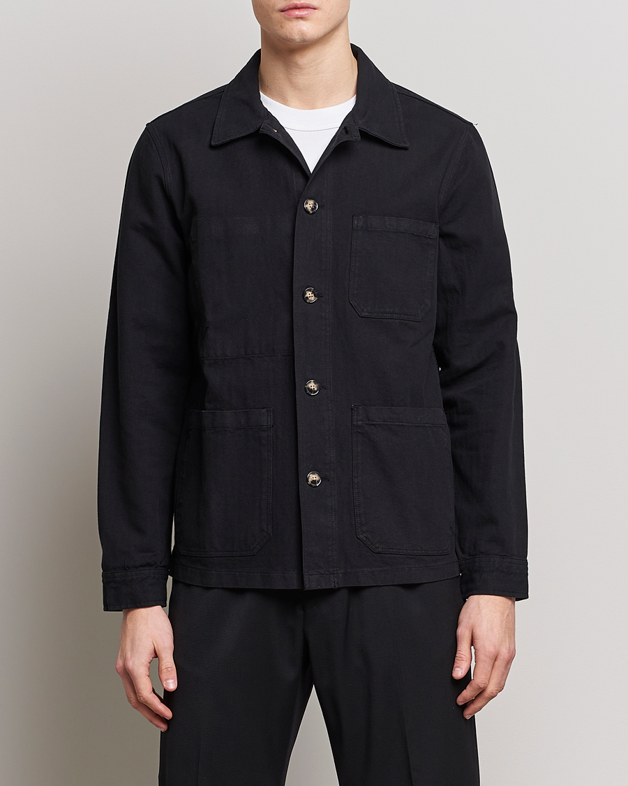 Uomini | Camicie | A Day's March | Original Herringbone Overshirt Black