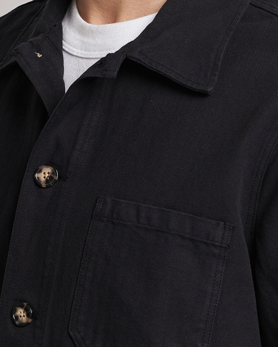 Uomini | Camicie | A Day's March | Original Herringbone Overshirt Black