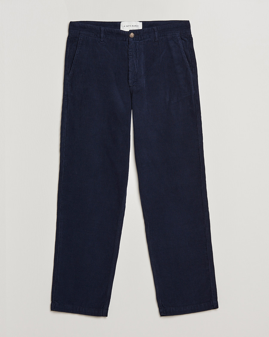 Uomini | Pantaloni | A Day's March | Redwood Cord Trousers Navy