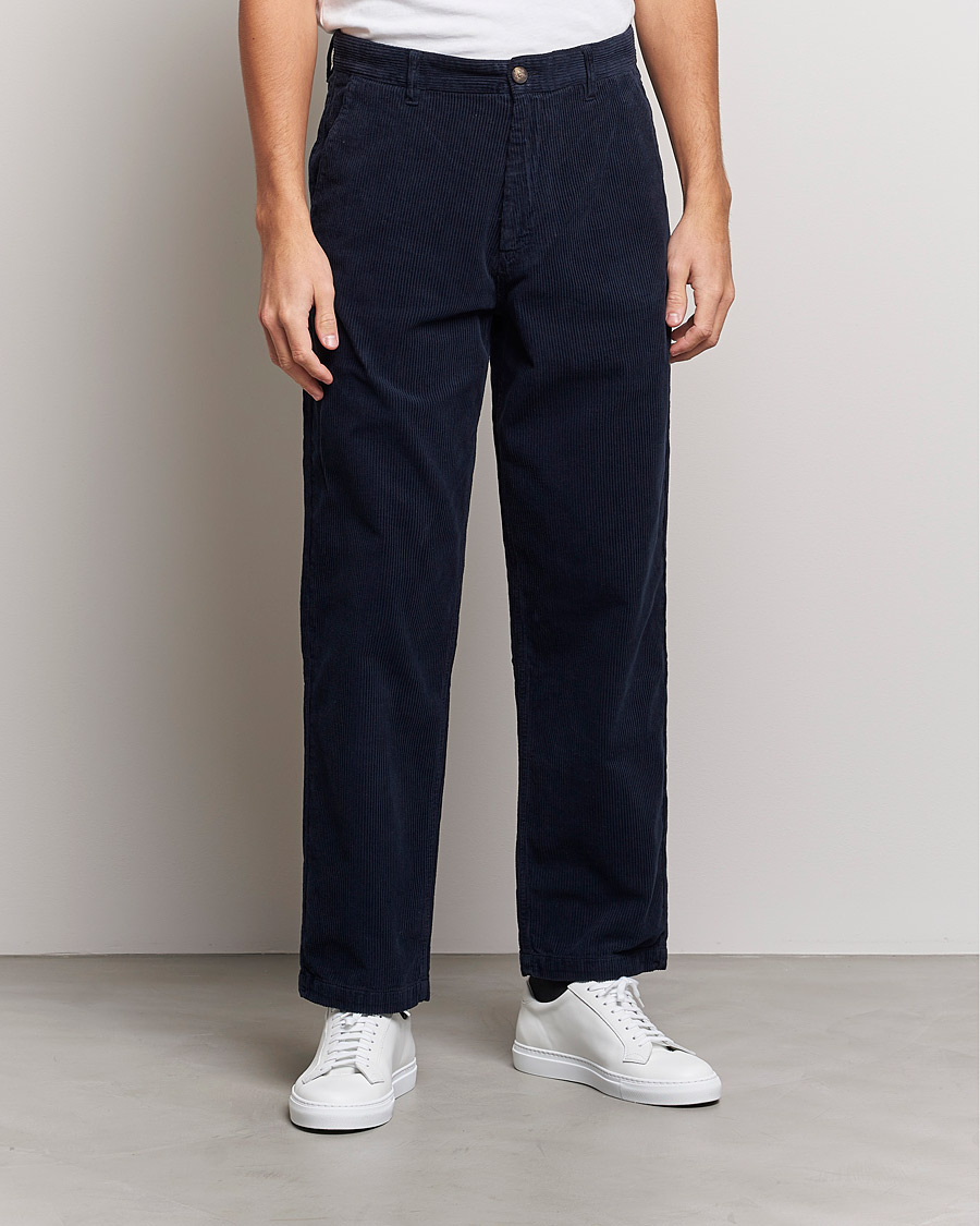 Uomini | Pantaloni | A Day's March | Redwood Cord Trousers Navy