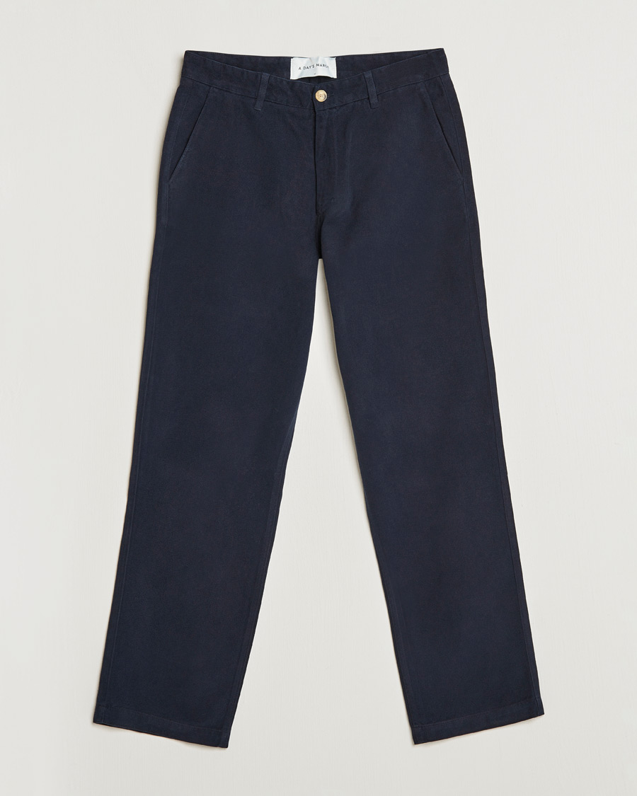 Uomini | Pantaloni | A Day's March | Redwood Cotton/Tencel Trousers Navy