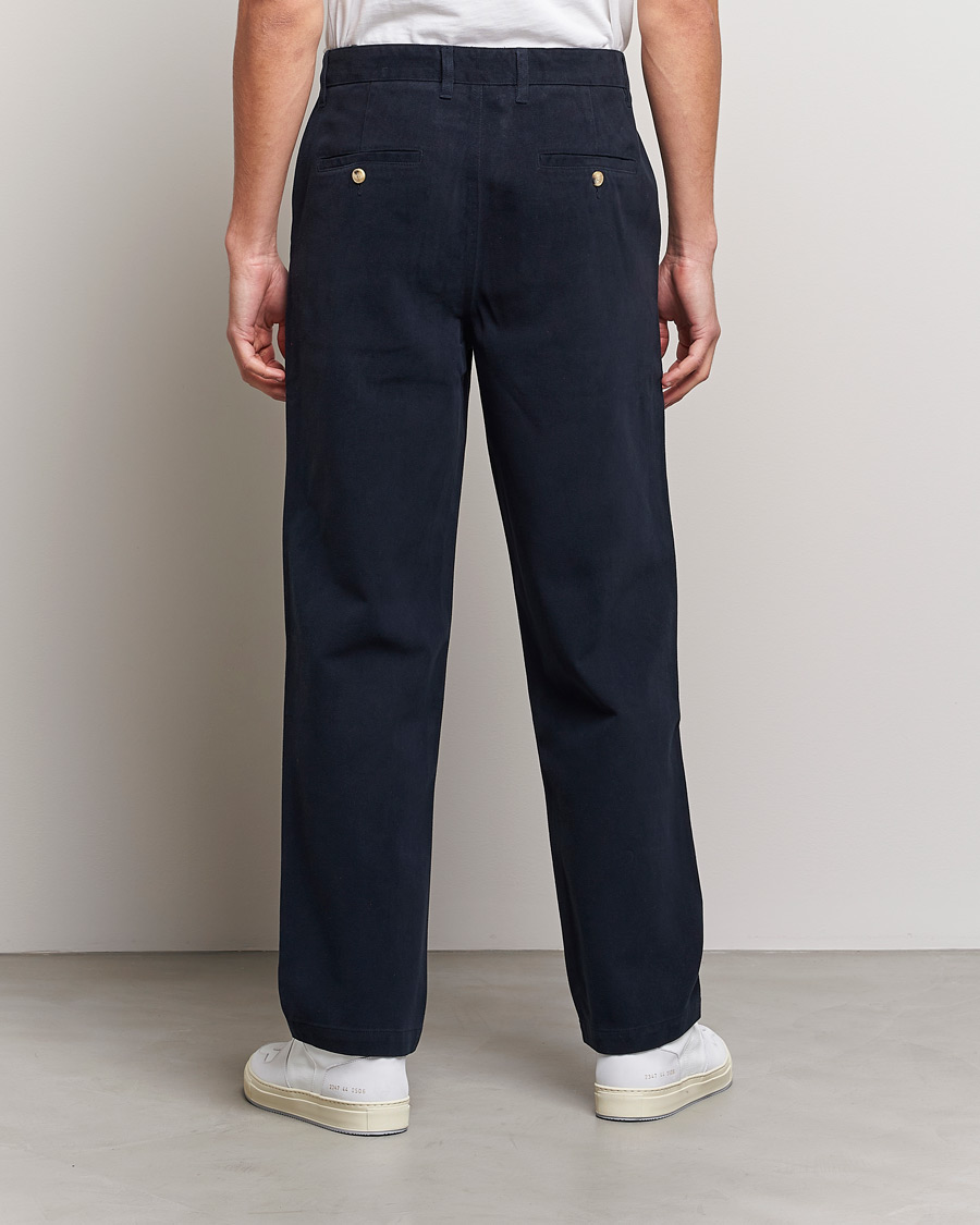 Uomini | Pantaloni | A Day's March | Redwood Cotton/Tencel Trousers Navy