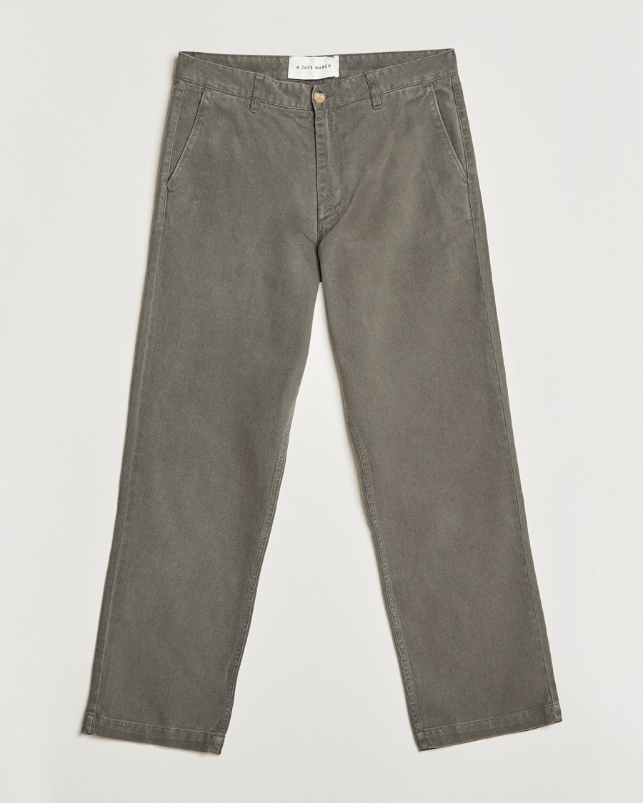 Uomini | Pantaloni | A Day's March | Redwood Cotton/Tencel Trousers Olive