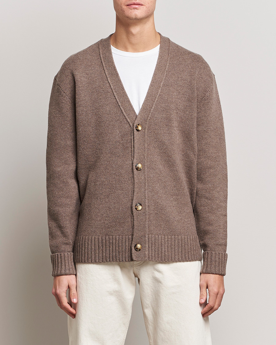 Uomini | Maglieria | A Day's March | Snag Lambswool Cardigan Taupe Melange