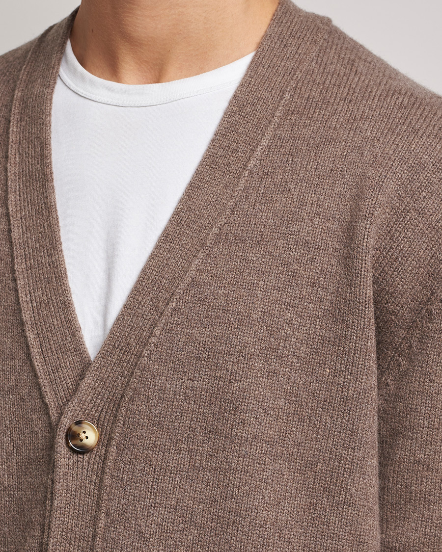Uomini | Maglieria | A Day's March | Snag Lambswool Cardigan Taupe Melange