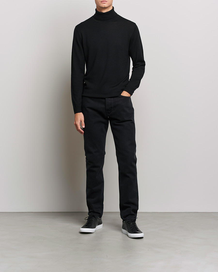 Uomini | Maglieria | A Day's March | Nela Merino Rollneck Black