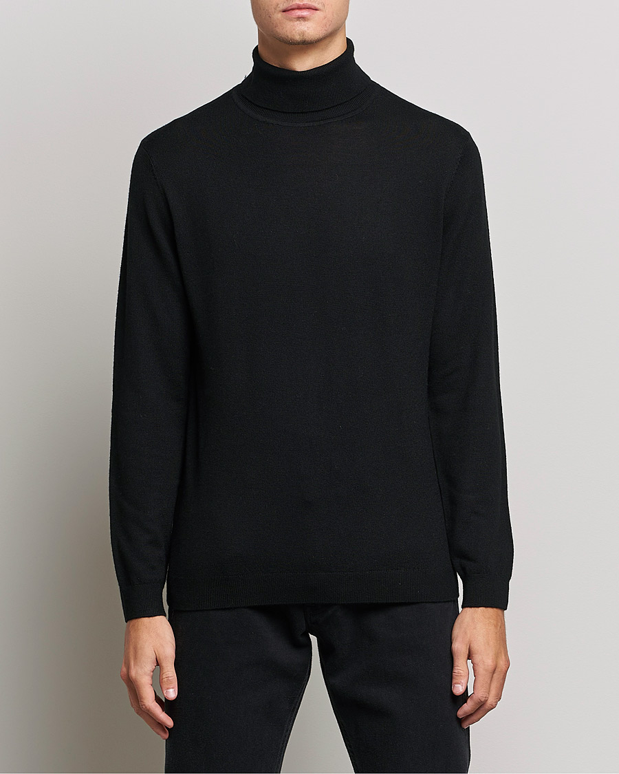 Uomini | Maglieria | A Day's March | Nela Merino Rollneck Black