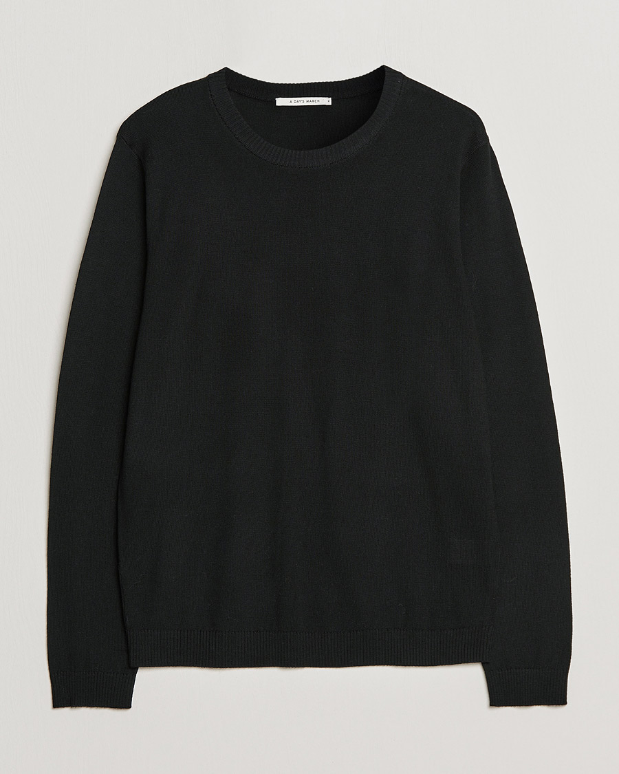 Uomini | Maglieria | A Day's March | Alagón Merino Crew Black
