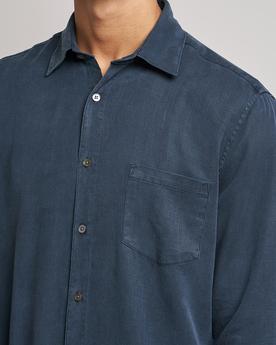 Uomini | Camicie | A Day's March | Daintree Tencel Shirt Navy