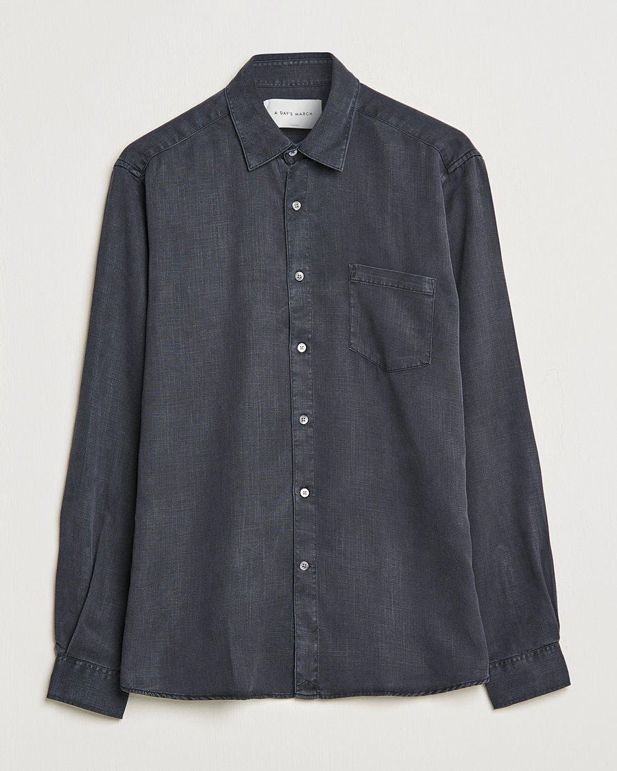 Uomini | Camicie | A Day's March | Daintree Lyocell Shirt Off Black
