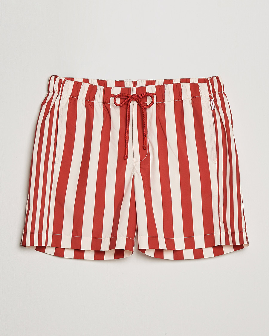 Uomini | Costumi da bagno | Orlebar Brown | Bulldog Drawcord Mix Stripe Swim Shorts Vermillion
