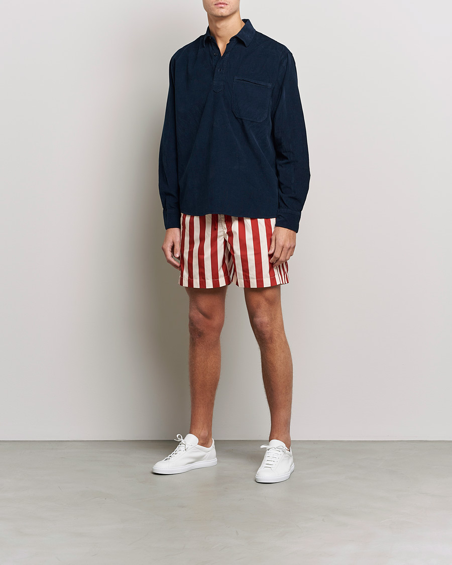 Uomini | Costumi da bagno | Orlebar Brown | Bulldog Drawcord Mix Stripe Swim Shorts Vermillion