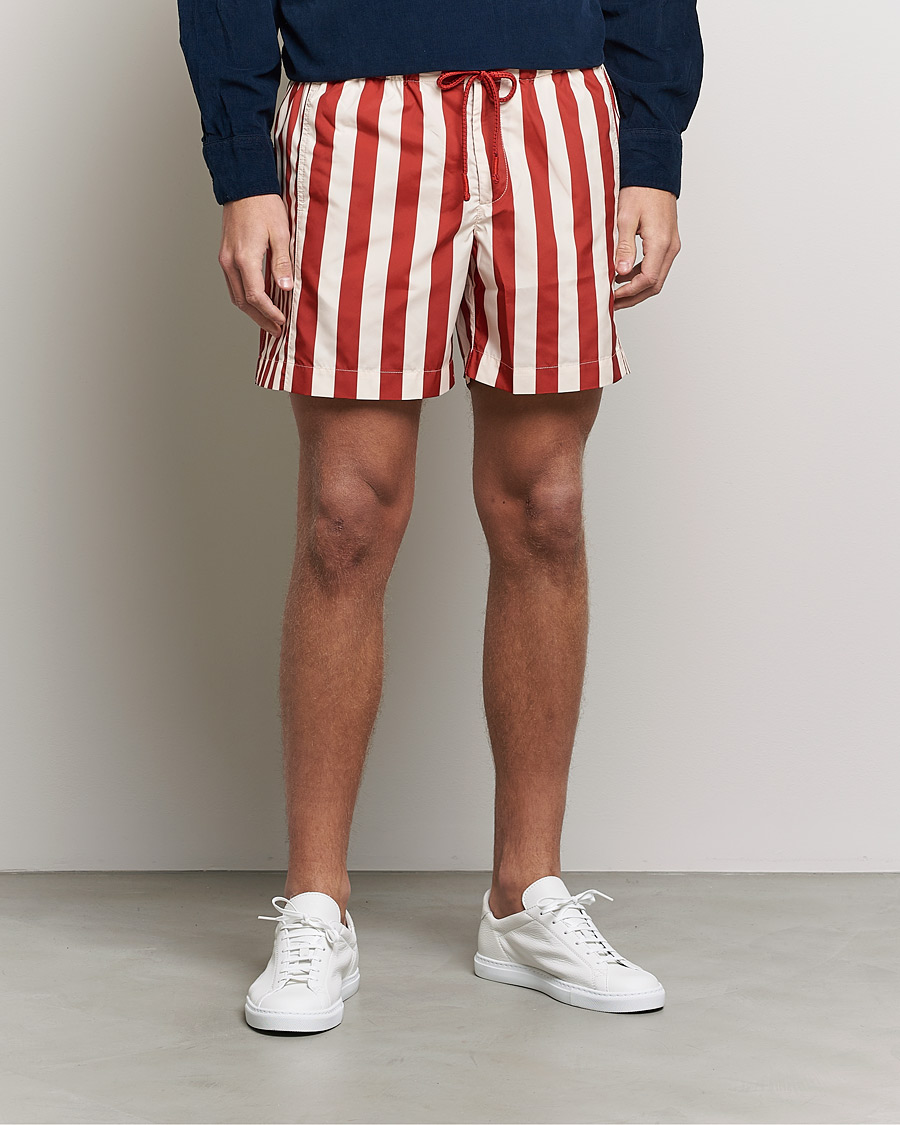 Uomini | Costumi da bagno | Orlebar Brown | Bulldog Drawcord Mix Stripe Swim Shorts Vermillion