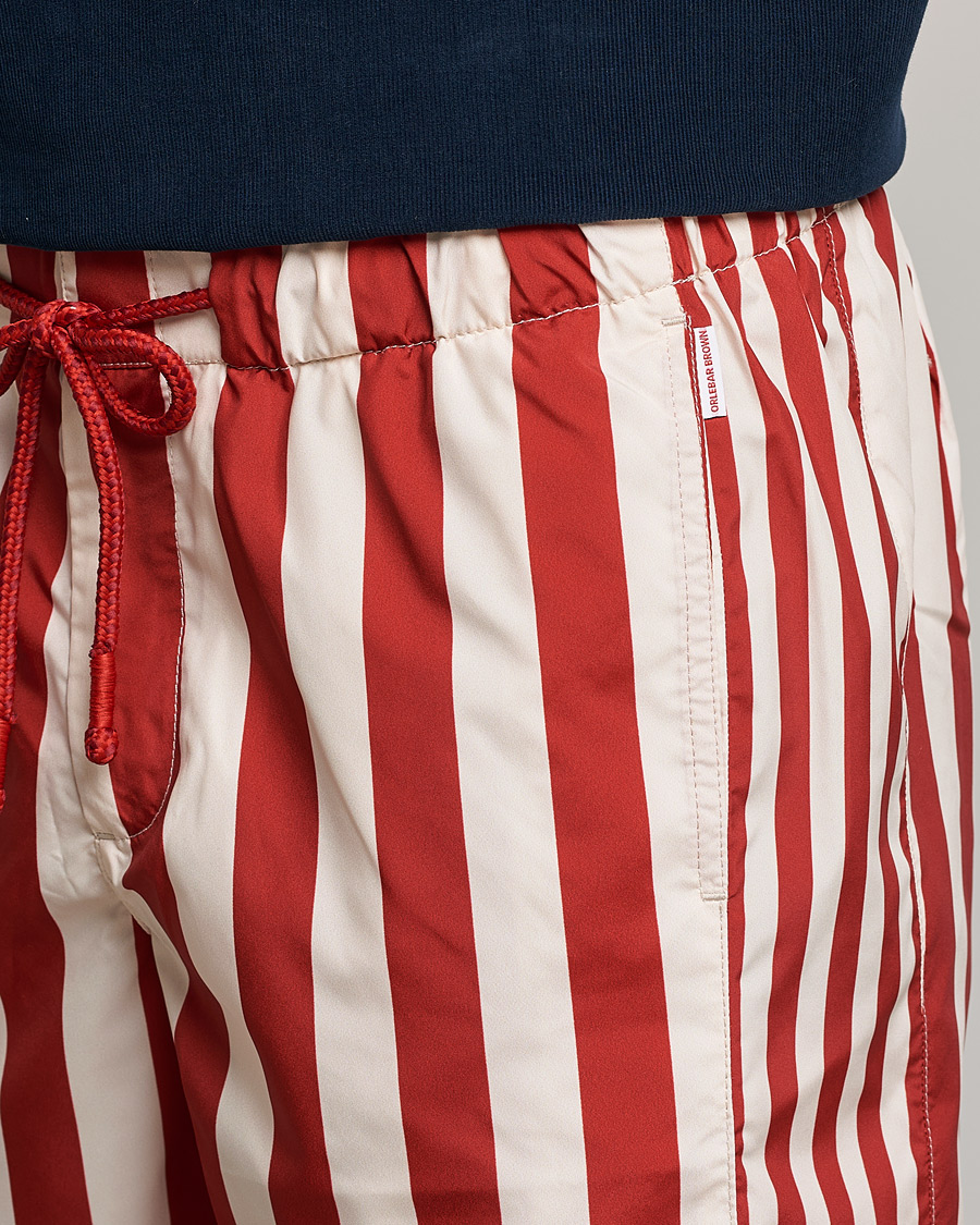 Uomini | Costumi da bagno | Orlebar Brown | Bulldog Drawcord Mix Stripe Swim Shorts Vermillion