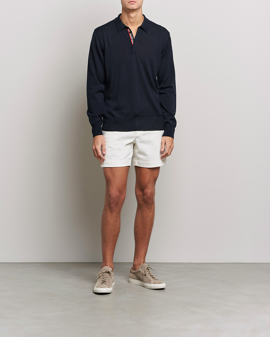 Uomini | Maglieria | Orlebar Brown | Ebro OB Stripe Merino Poloshirt Night Iris