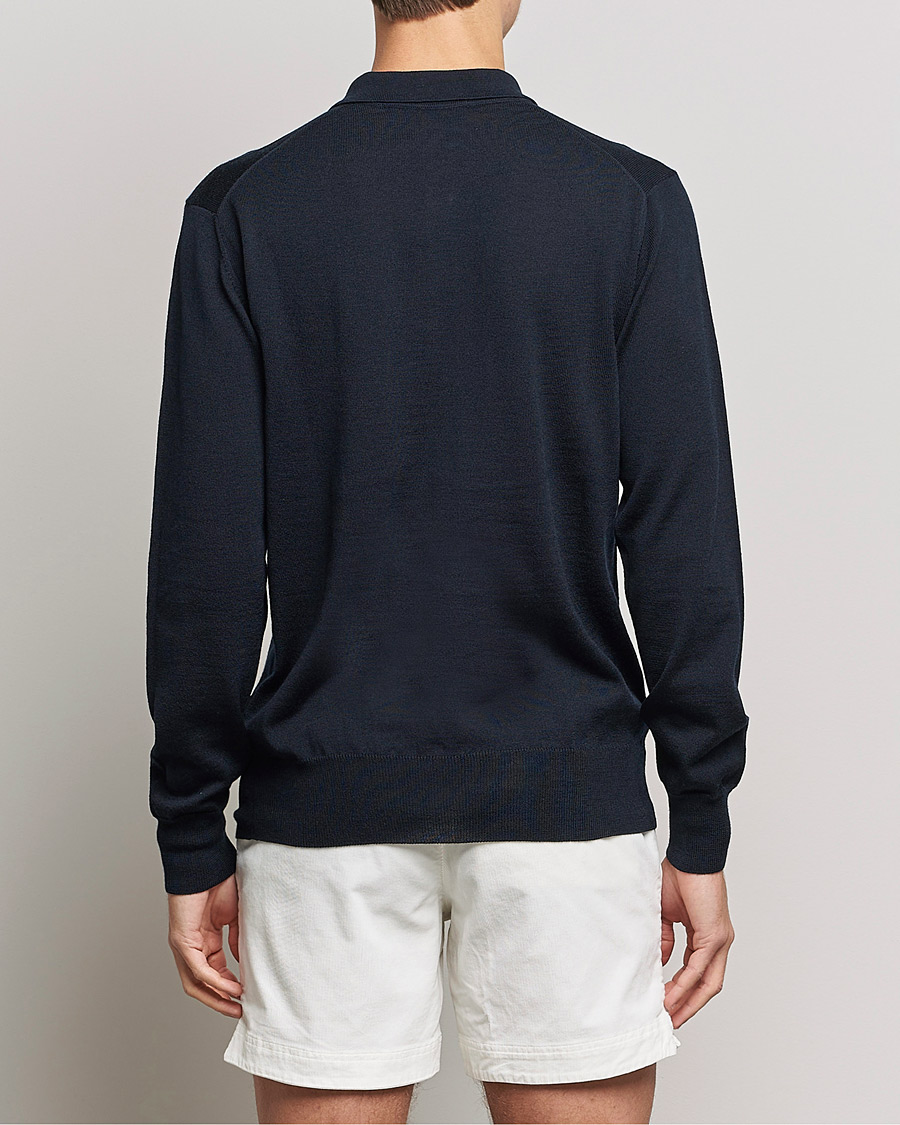 Uomini | Maglieria | Orlebar Brown | Ebro OB Stripe Merino Poloshirt Night Iris