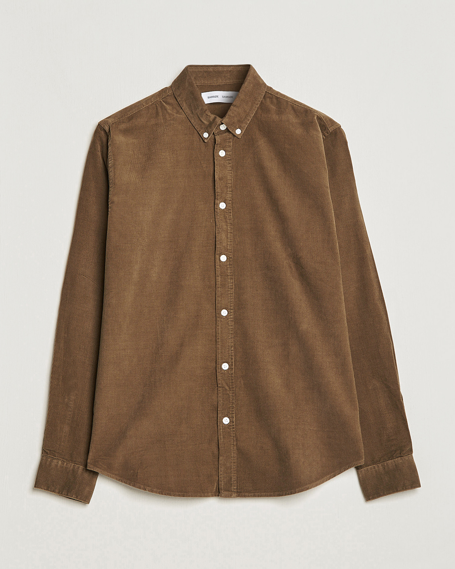 Uomini | Camicie | Samsøe Samsøe | Samsøe & Samsøe Liam Organic Cotton Corduroy Shirt Stone Gray