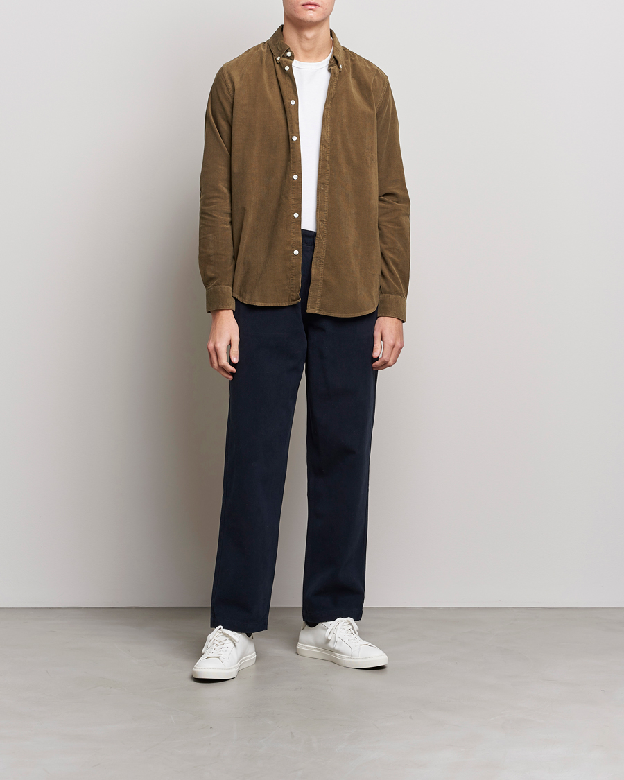 Uomini | Camicie | Samsøe Samsøe | Samsøe & Samsøe Liam Organic Cotton Corduroy Shirt Stone Gray