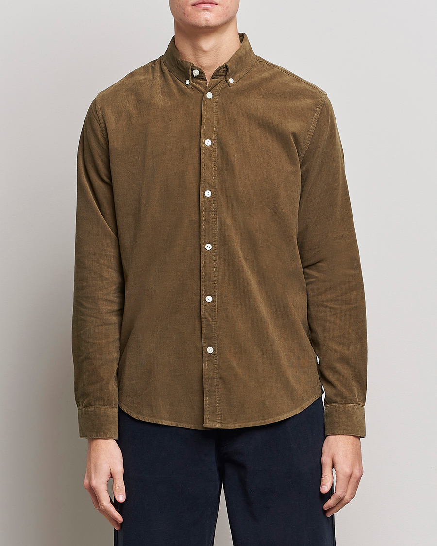 Uomini | Camicie | Samsøe Samsøe | Samsøe & Samsøe Liam Organic Cotton Corduroy Shirt Stone Gray