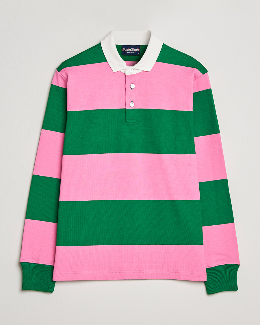 Uomini | Maglieria | Rowing Blazers | Block Stripe Rugby Pink/Green