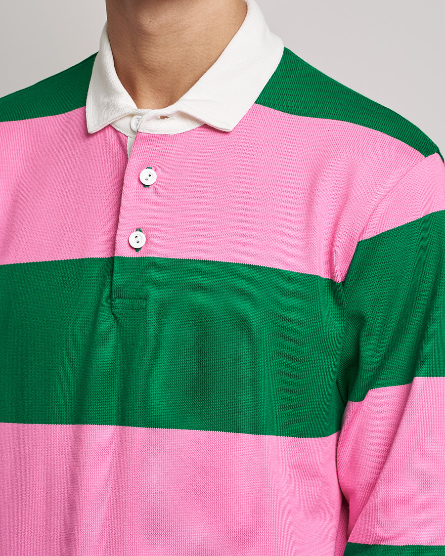 Uomini | Maglieria | Rowing Blazers | Block Stripe Rugby Pink/Green