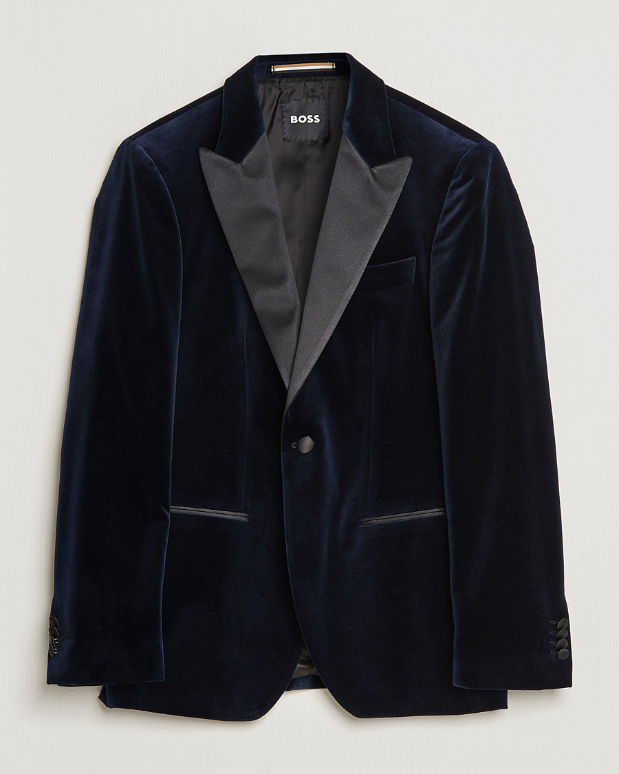 Uomini | Blazers | BOSS BLACK | Hutson Velvet Tuxedo Blazer Dark Blue