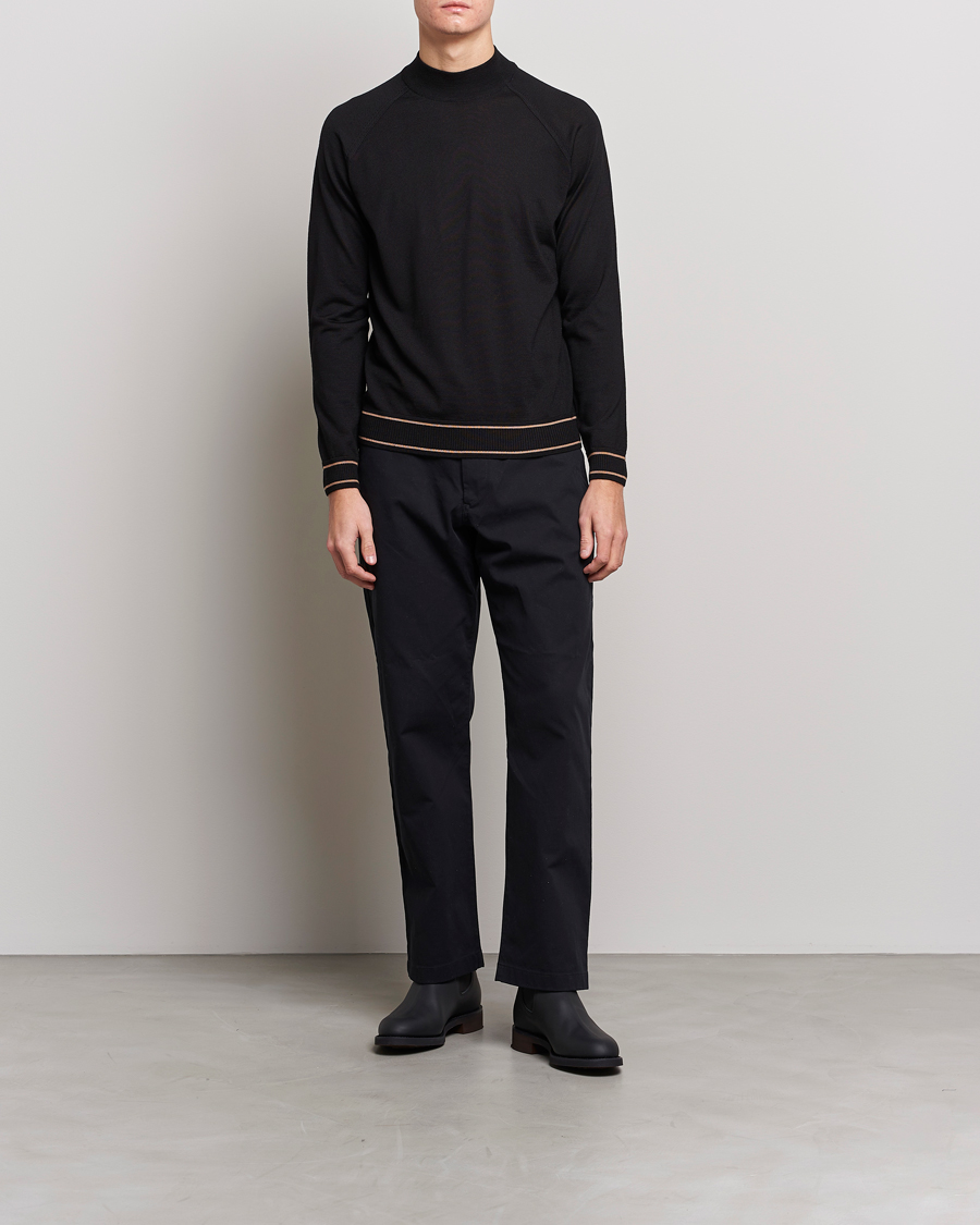 Uomini | Maglieria | BOSS BLACK | Favino Knitted Mock Neck Sweater Black