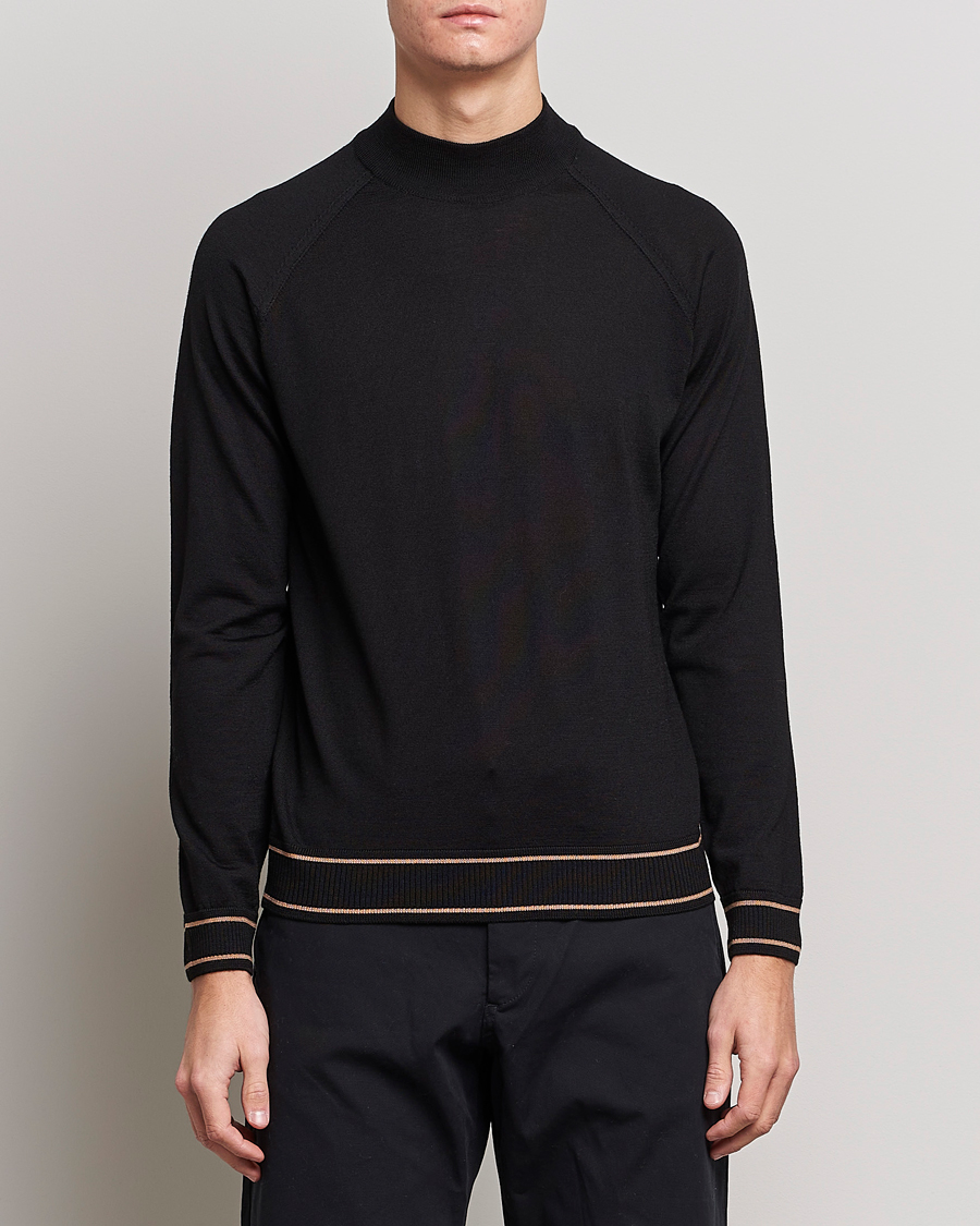 Uomini | Maglieria | BOSS BLACK | Favino Knitted Mock Neck Sweater Black