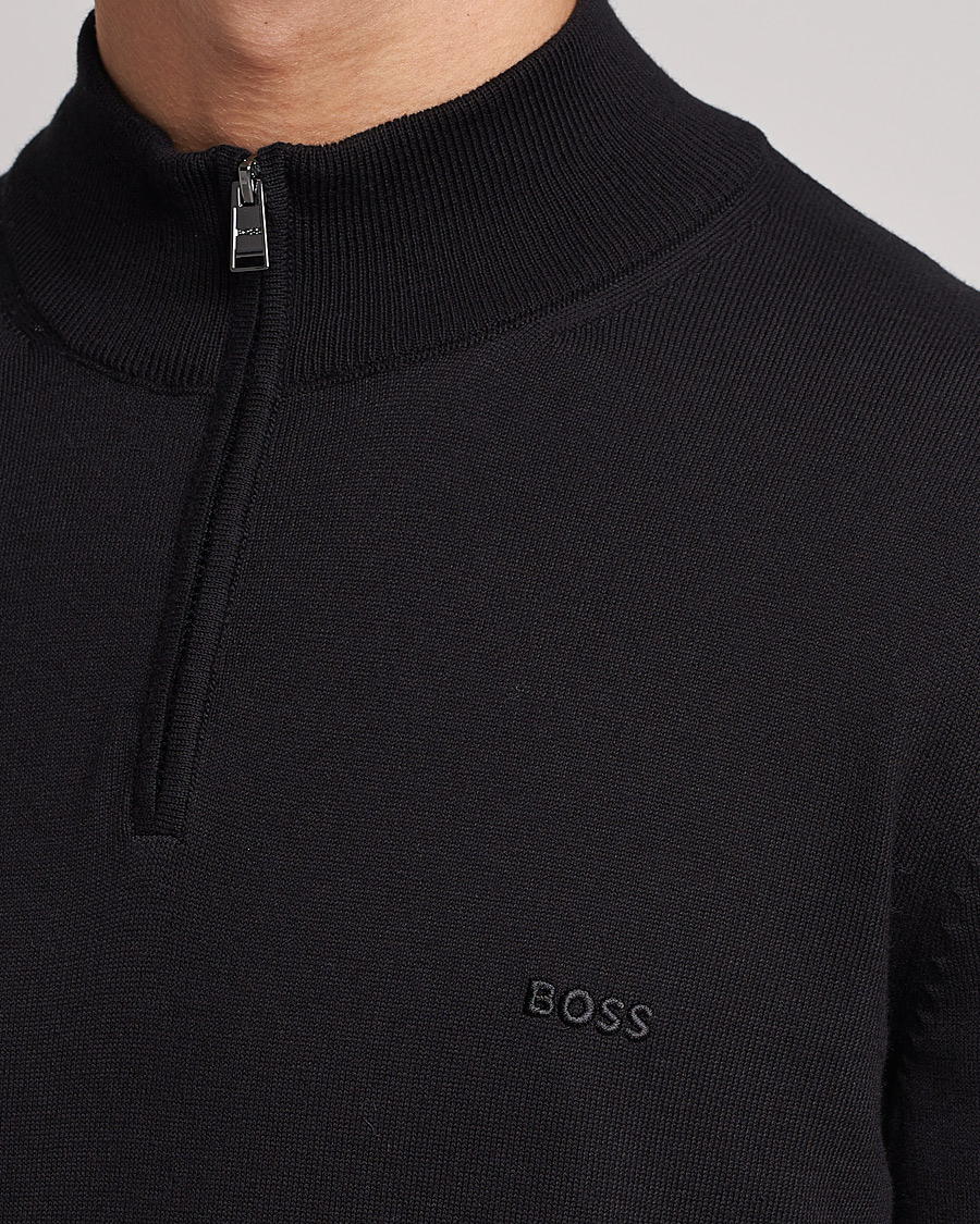 Uomini | Maglieria | BOSS BLACK | Padro Merino Knitted Half Zip Black