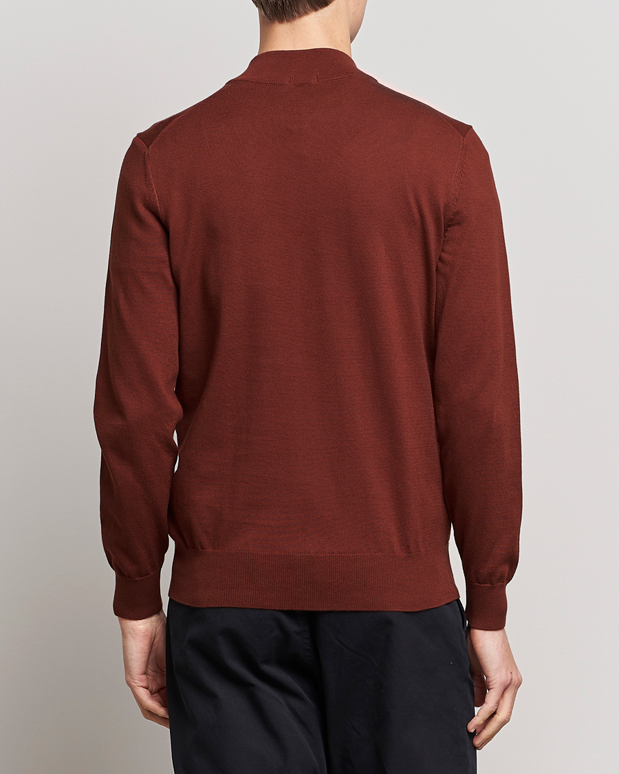 Uomini | Maglieria | BOSS BLACK | Padro Merino Knitted Half Zip Medium Brown