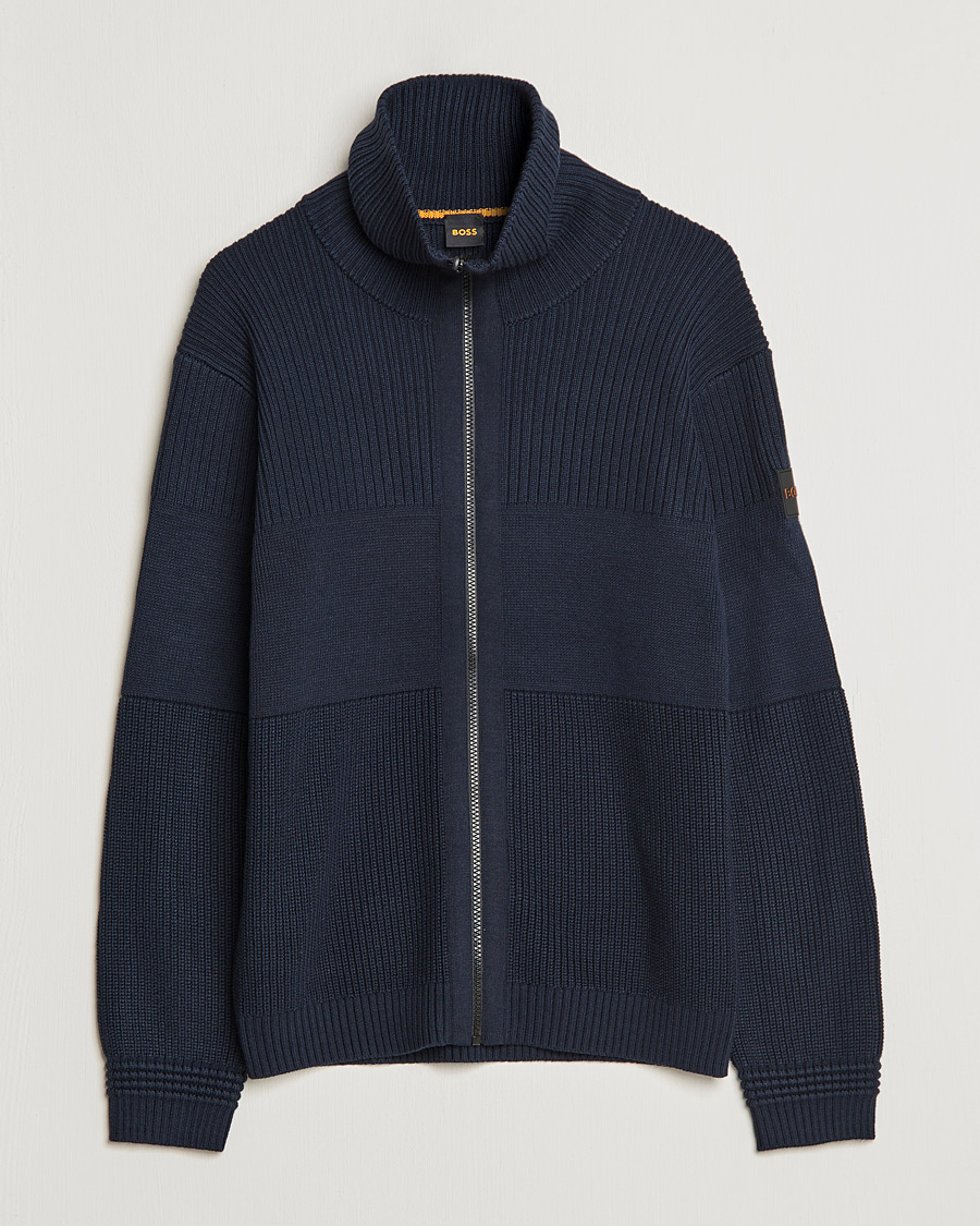 Uomini | Maglieria | BOSS ORANGE | Kamondo Full Zip Sweater Dark Blue