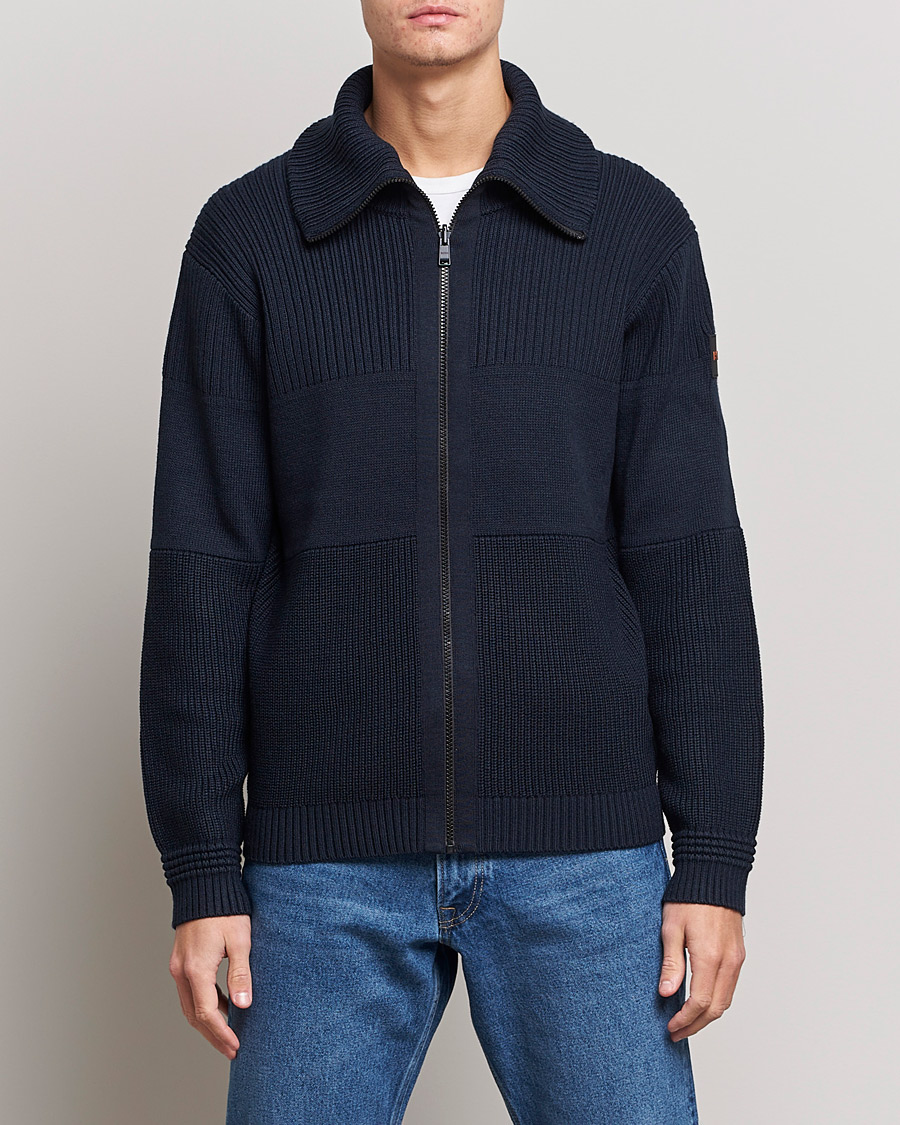 Uomini | Maglieria | BOSS ORANGE | Kamondo Full Zip Sweater Dark Blue