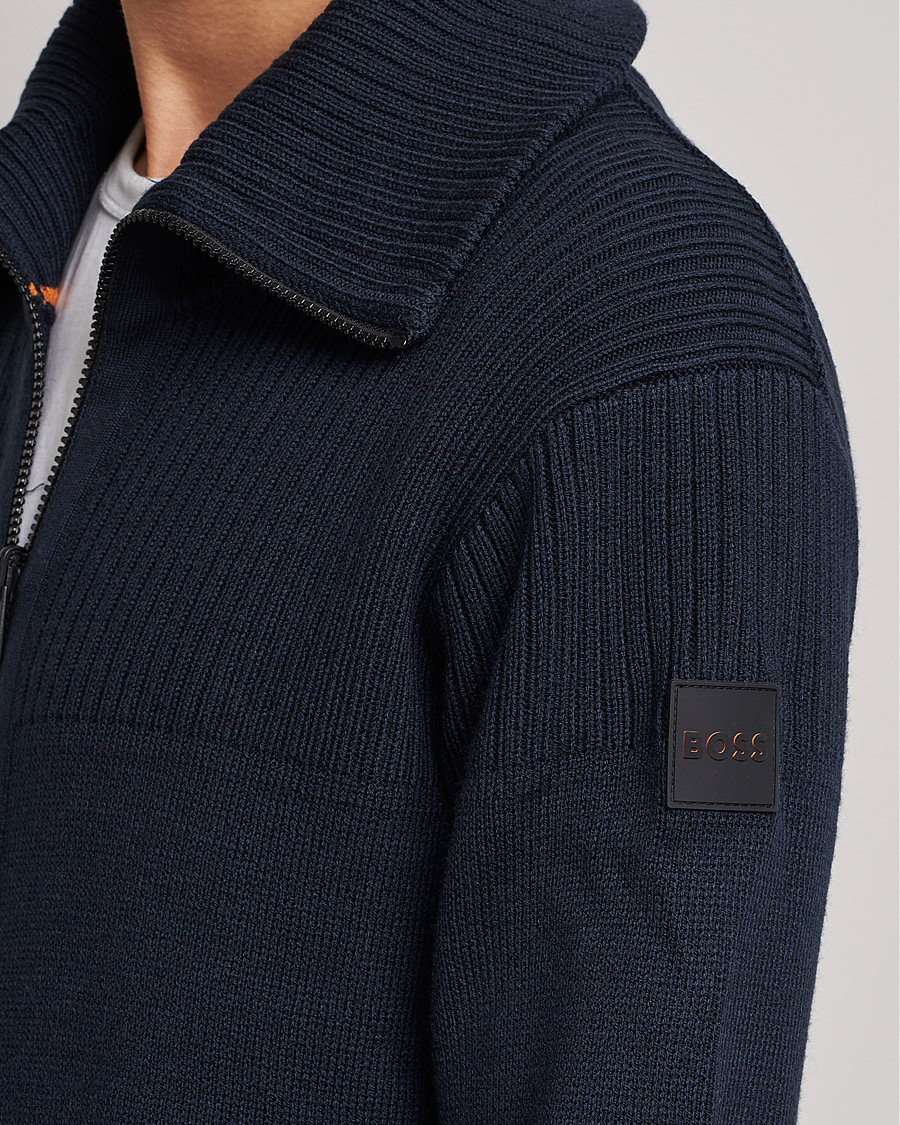 Uomini | Maglieria | BOSS ORANGE | Kamondo Full Zip Sweater Dark Blue