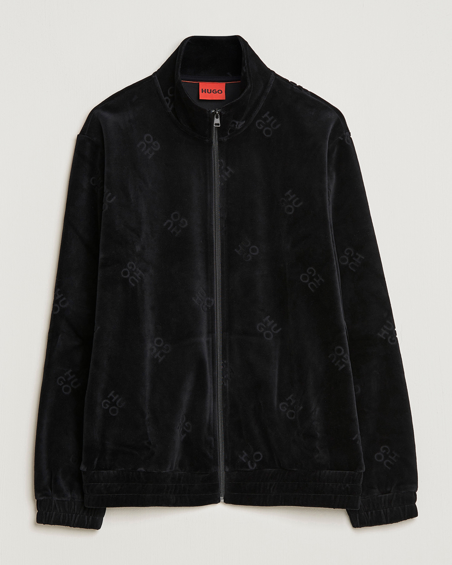 Uomini | Maglieria | HUGO | Dornbill Velvet Full Zip Jacket Black