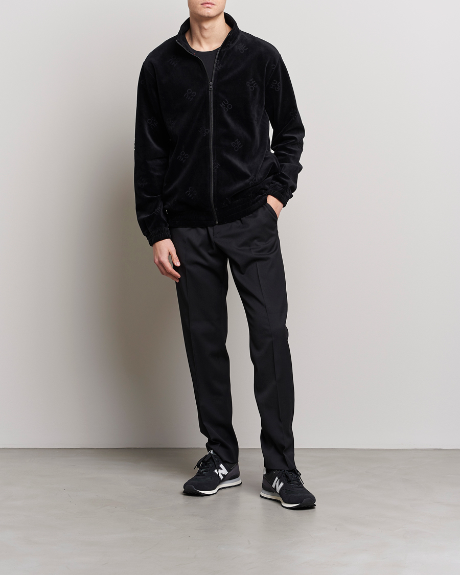 Uomini | Maglieria | HUGO | Dornbill Velvet Full Zip Jacket Black