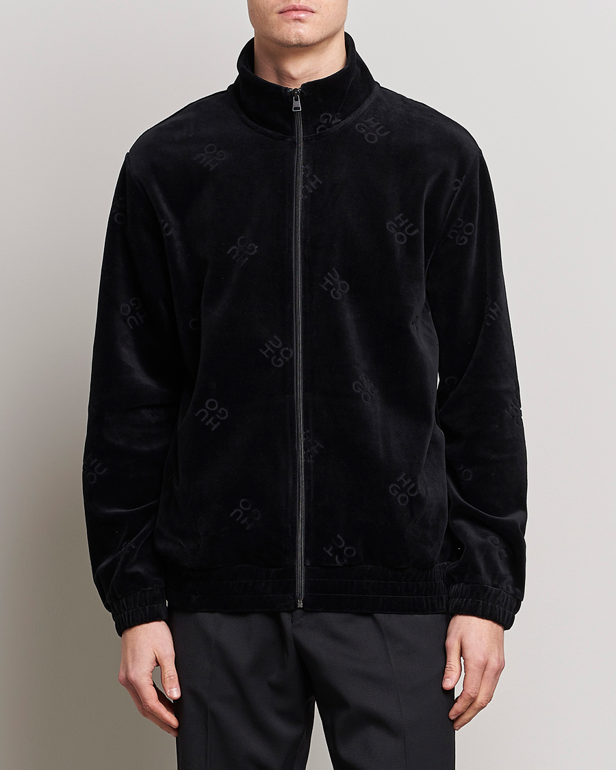 Uomini | Maglieria | HUGO | Dornbill Velvet Full Zip Jacket Black