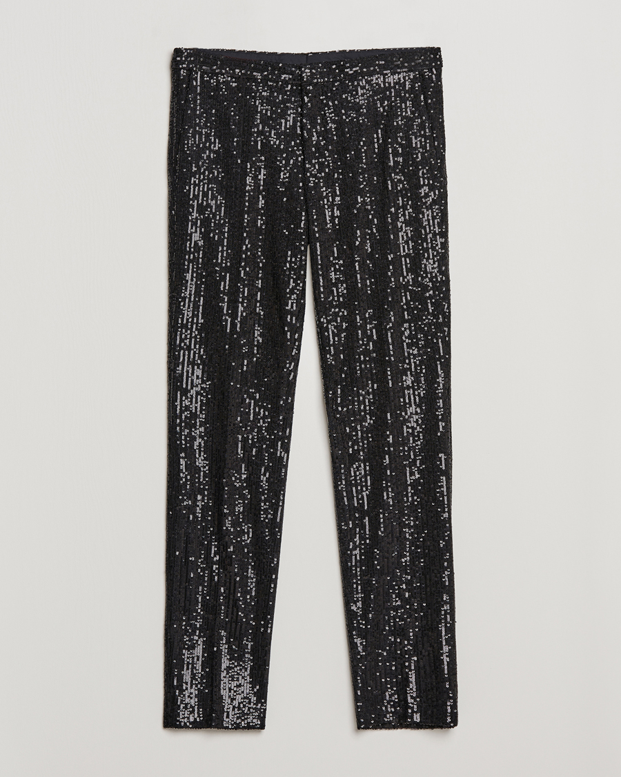 Uomini | Pantaloni | HUGO | Hesten Shiny Tuxedo Trousers Black