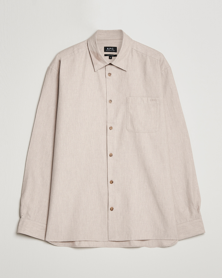 Uomini | Camicie | A.P.C. | Marlo Flannel Shirt Heather Beige