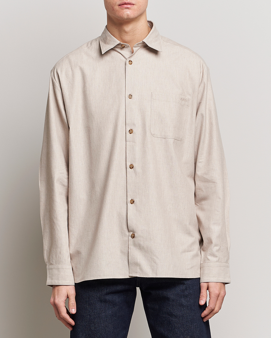 Uomini | Camicie | A.P.C. | Marlo Flannel Shirt Heather Beige