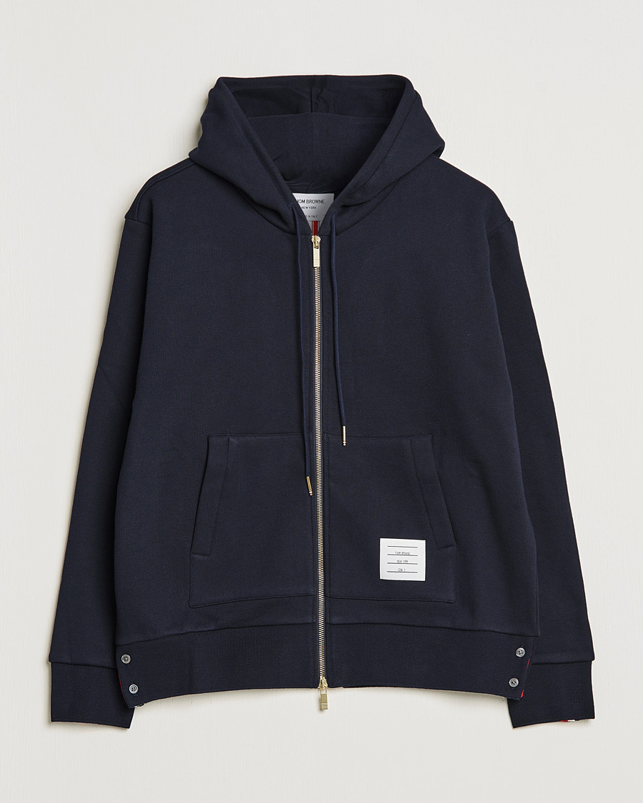 Uomini | Maglieria | Thom Browne | Center Back Full Zip Hoodie Navy