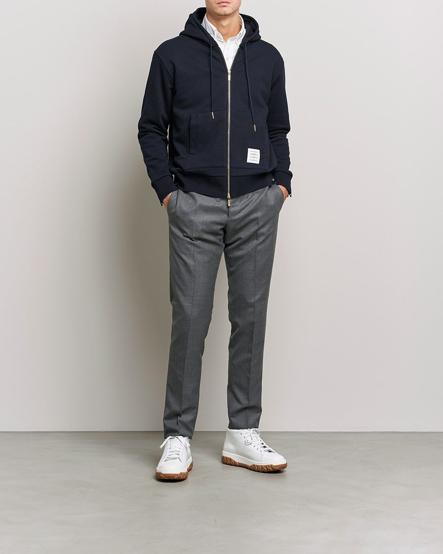 Uomini | Maglieria | Thom Browne | Center Back Full Zip Hoodie Navy