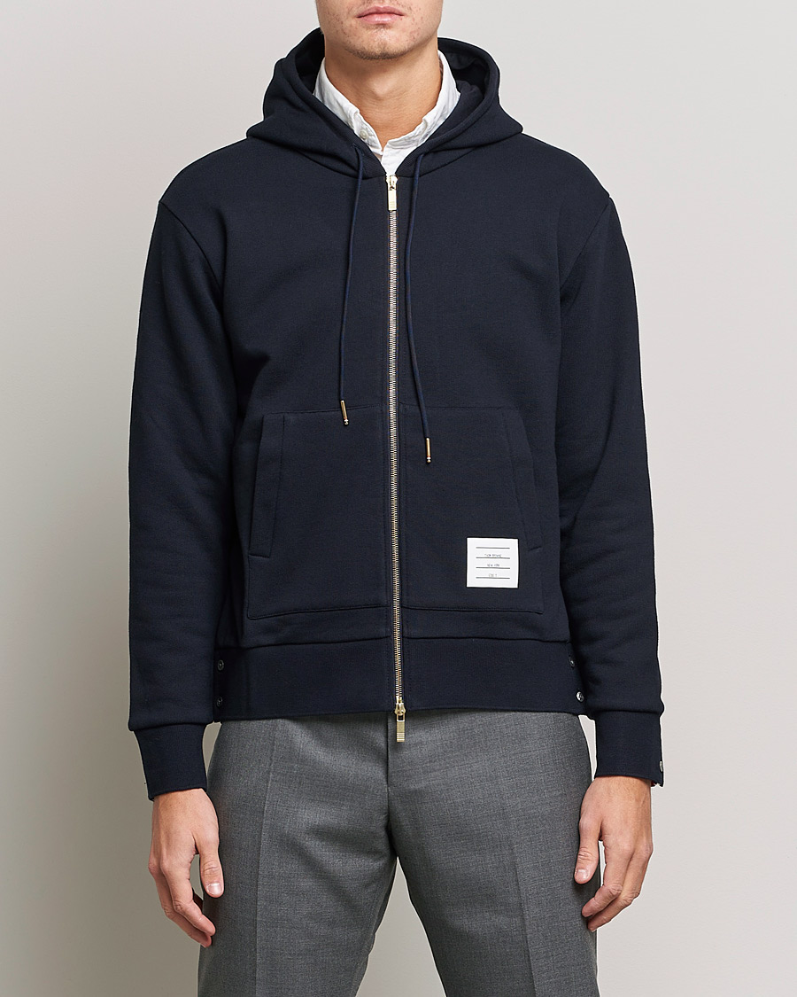 Uomini | Maglieria | Thom Browne | Center Back Full Zip Hoodie Navy