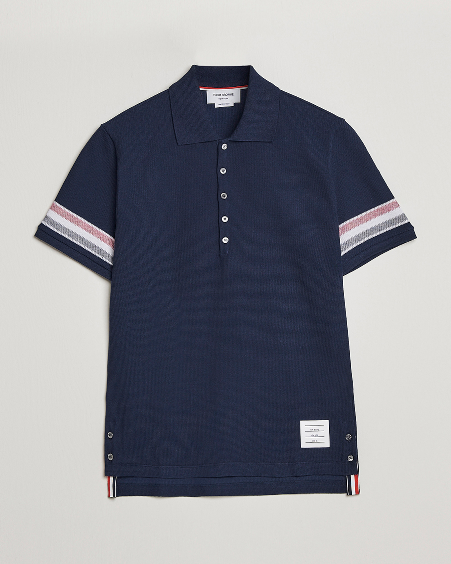 Uomini | Polo | Thom Browne | RWB Stripe Polo Shirt Navy