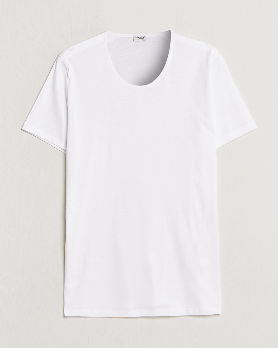 Uomini | T-shirt | Zimmerli of Switzerland | Sea Island Cotton Crew Neck T-Shirt White