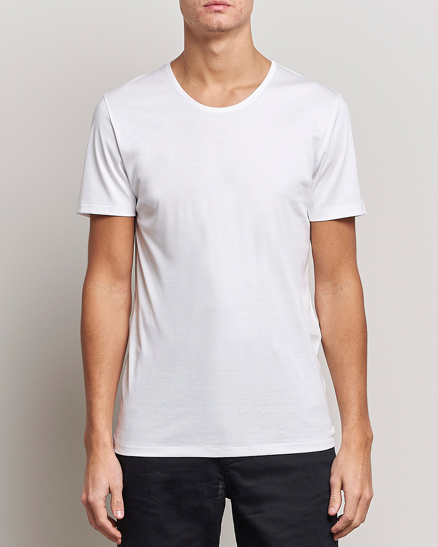 Uomini | T-shirt | Zimmerli of Switzerland | Sea Island Cotton Crew Neck T-Shirt White