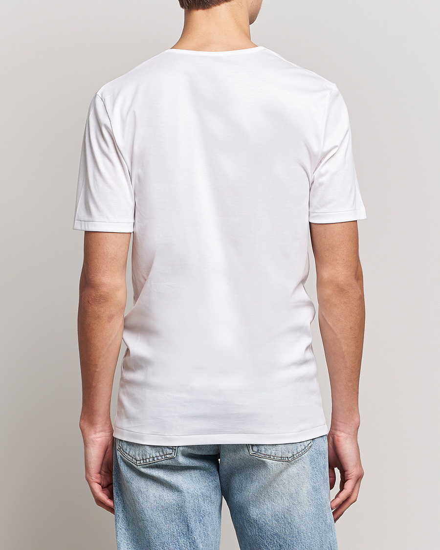 Uomini | T-shirt | Zimmerli of Switzerland | Sea Island Cotton V-Neck T-Shirt White